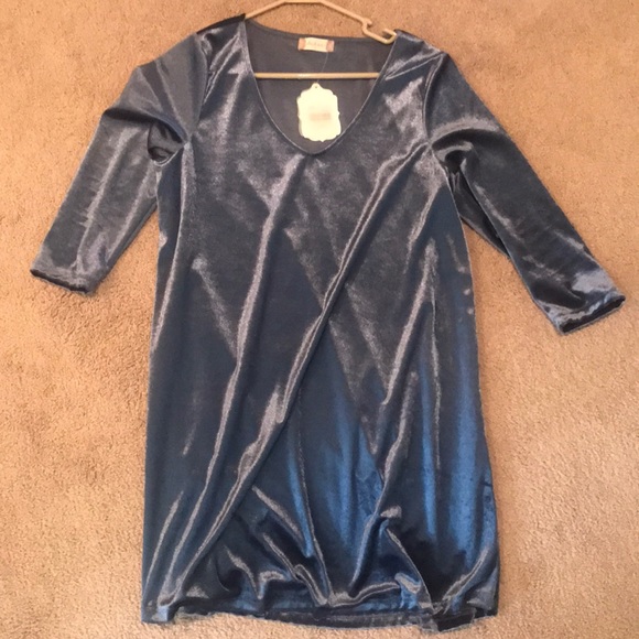 ALTAR'D STATE BLUE VELVET DRESS - Picture 2 of 2